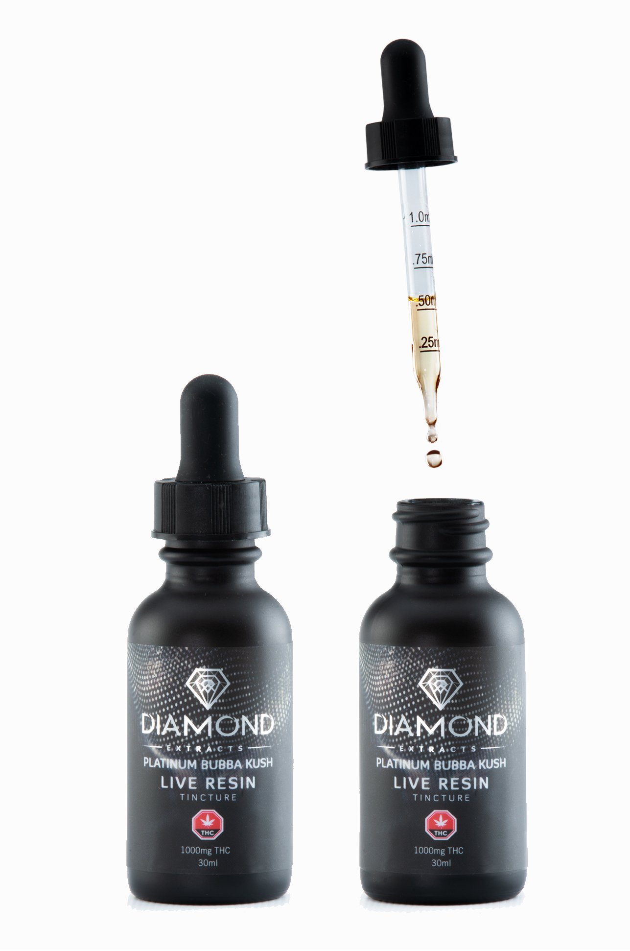 Diamond THC Tinctures 1000mg - Platinum Bubba Kush (Live Resin)